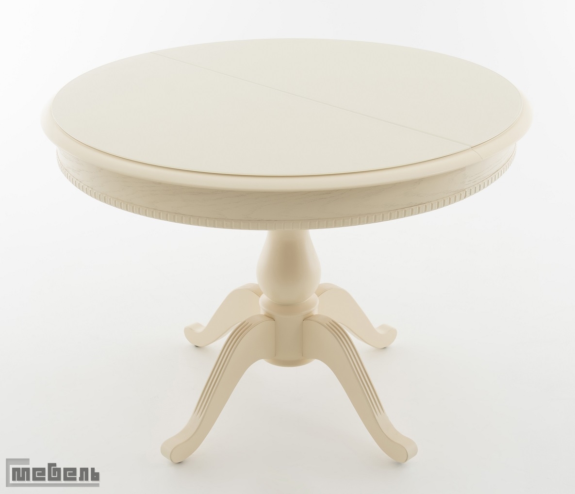 Стол обеденный раздвижной "Фабрицио-1 Glass" (Слоновая кость) D-1000
