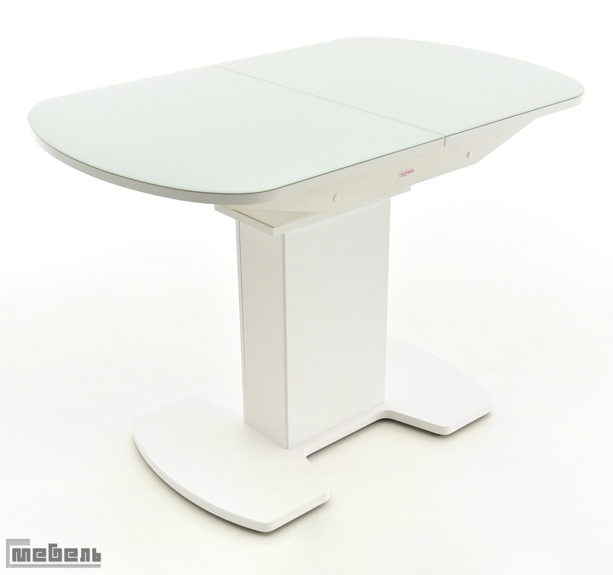 Стол обеденный раздвижной "Корсика" 1200 мм. Белый (стекло)/Белый (ЛДСП)