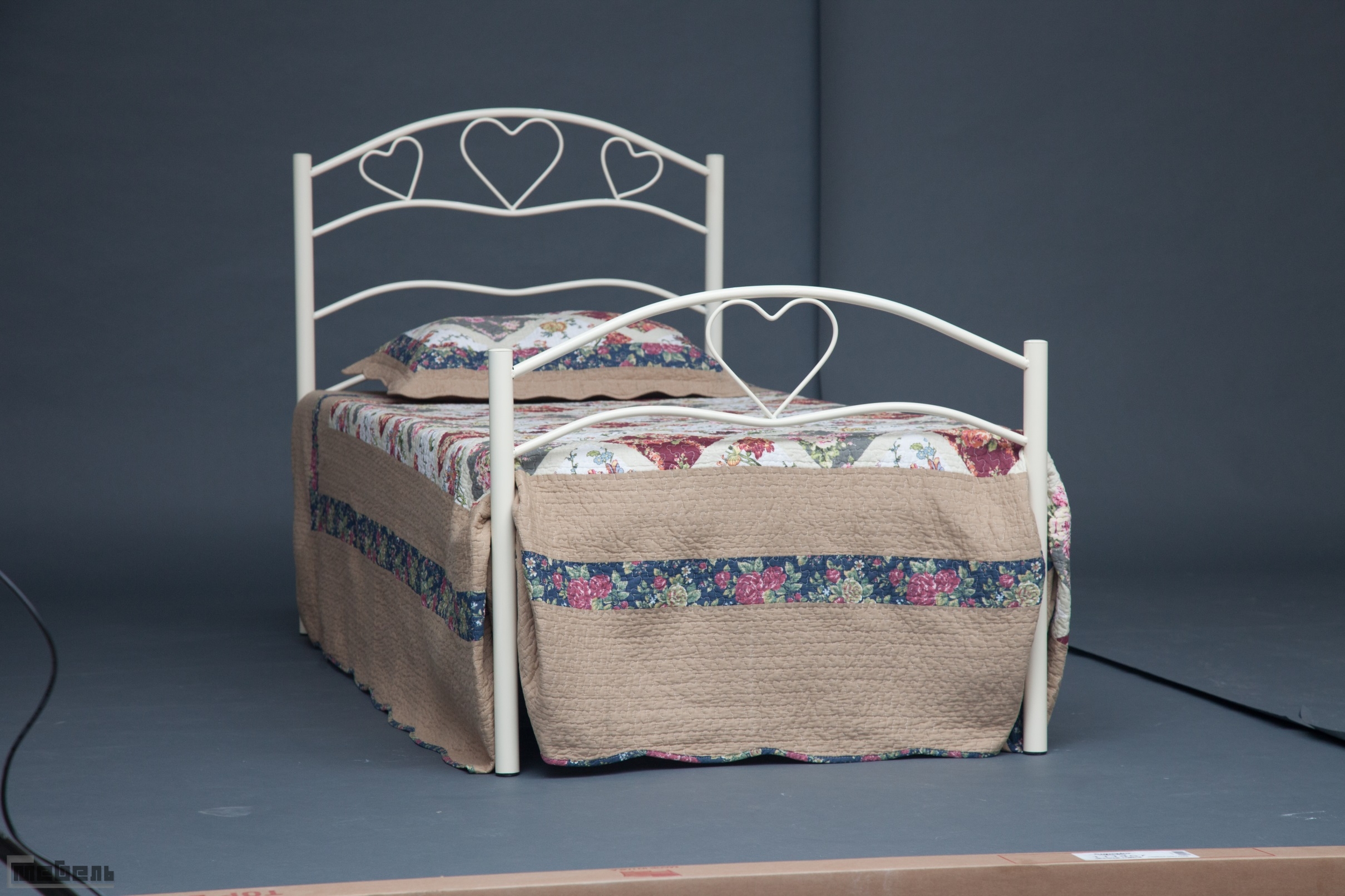Детская односпальная кровать "Roxie" (Рокси) для девочек металлическая (900 х 2000 мм.) Белая
