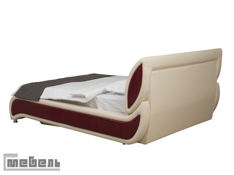 Кровать двуспальная с подъёмным механизмом "Камилла" (1400 х 2000) мм. кожзам Сани Милк / Инфинити Ред