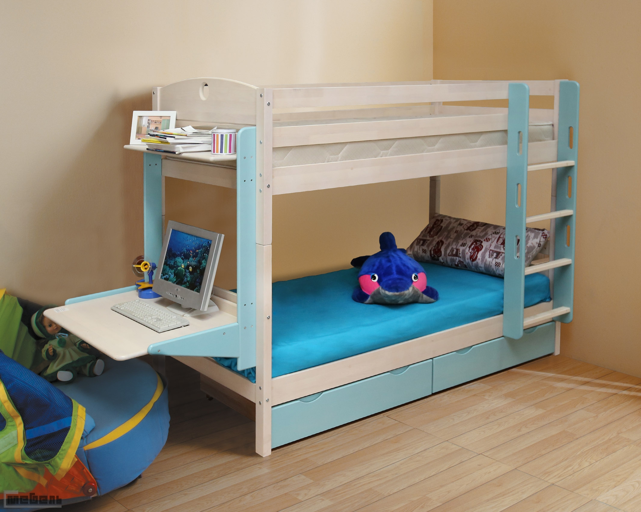 Кровать детская двухъярусная массив с ящиками НОВАЯ (трансформер)