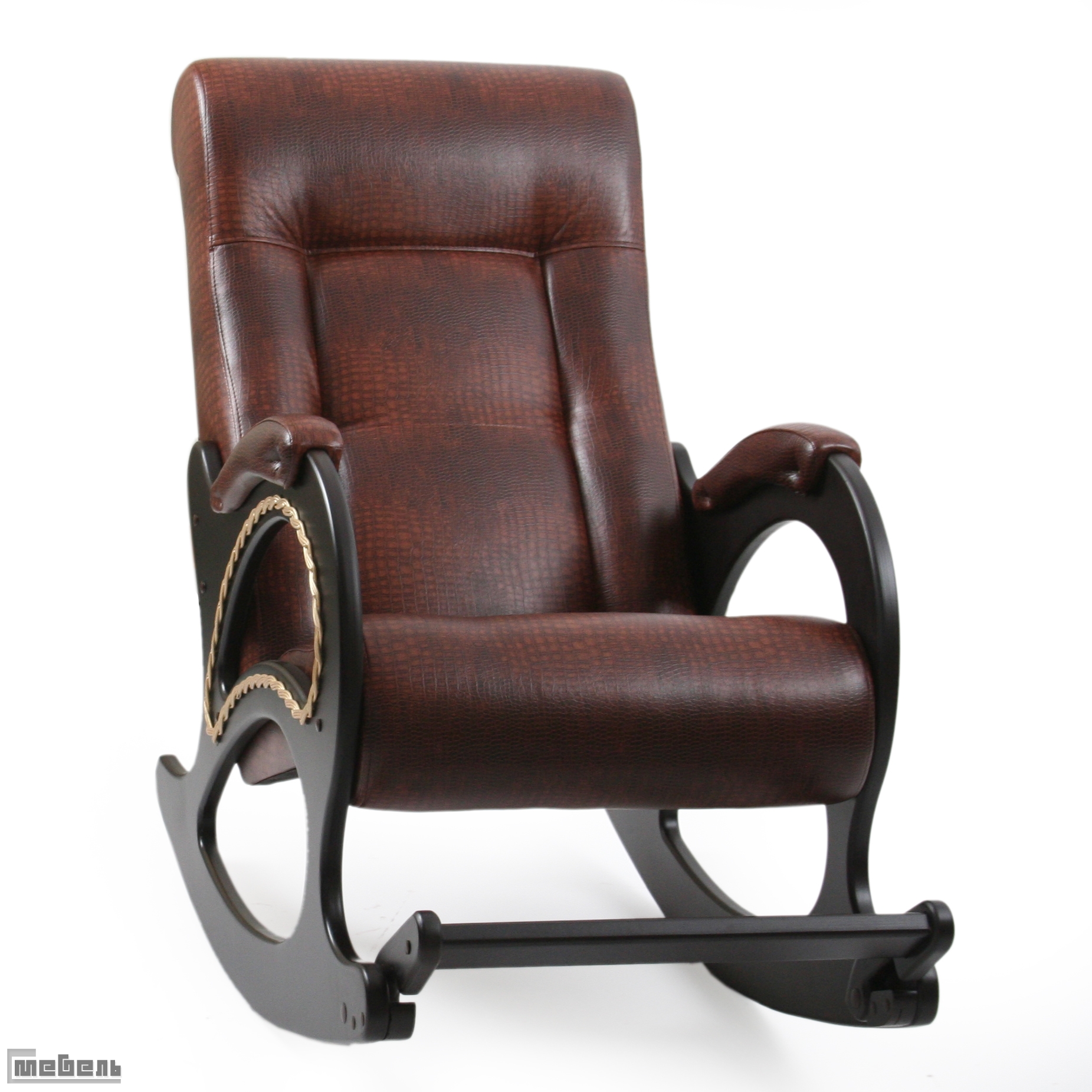 Кресло-качалка, модель 44 (с лозой), экокожа: "Antic crocodale"