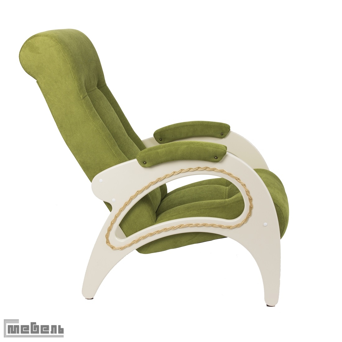Кресло для отдыха модель 41 (с лозой) ткань велюр: "Verona appale Green"