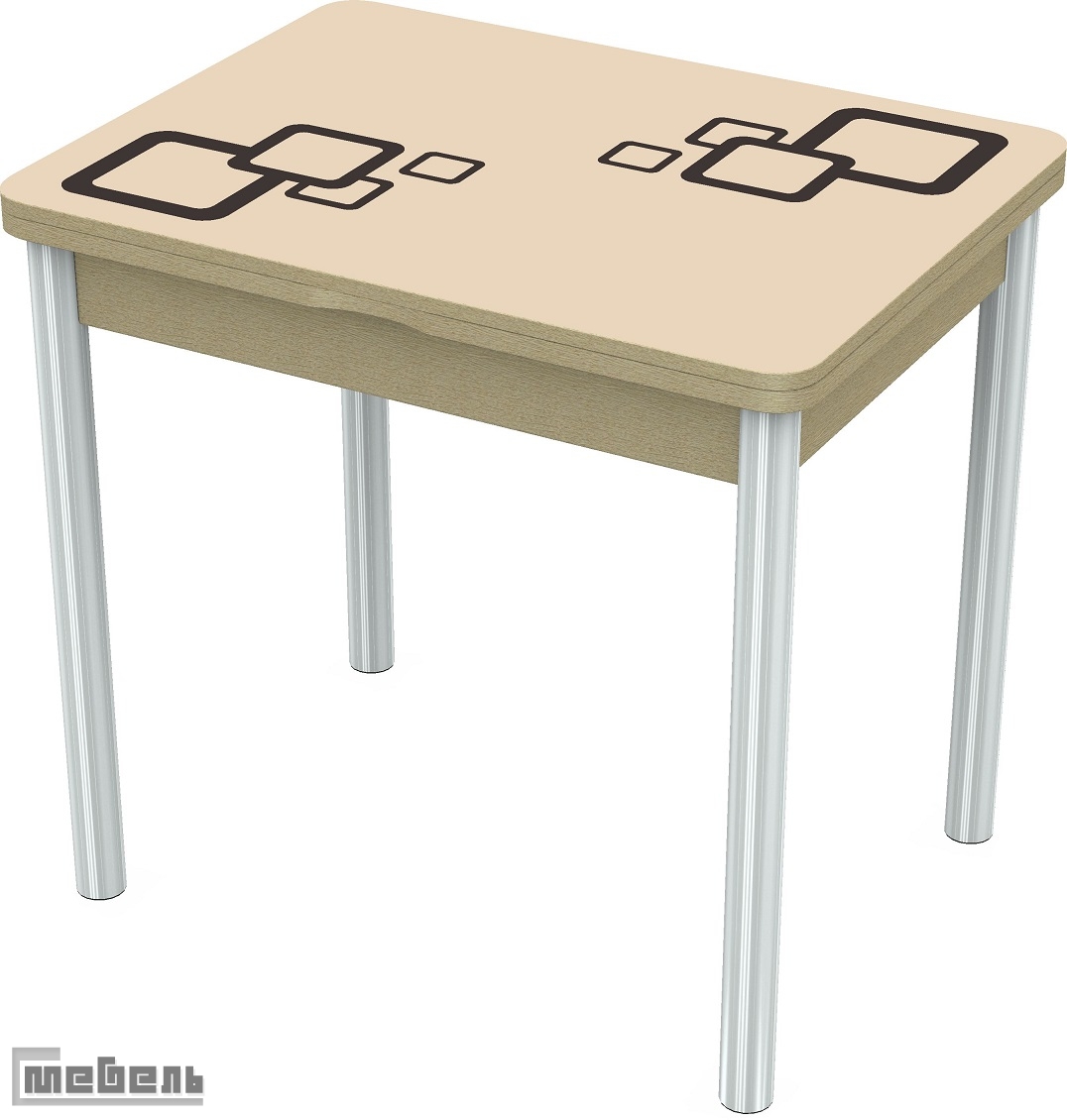 Стол обеденный раскладной "Бари" (стекло с графическим рисунком/ноги металл хром)