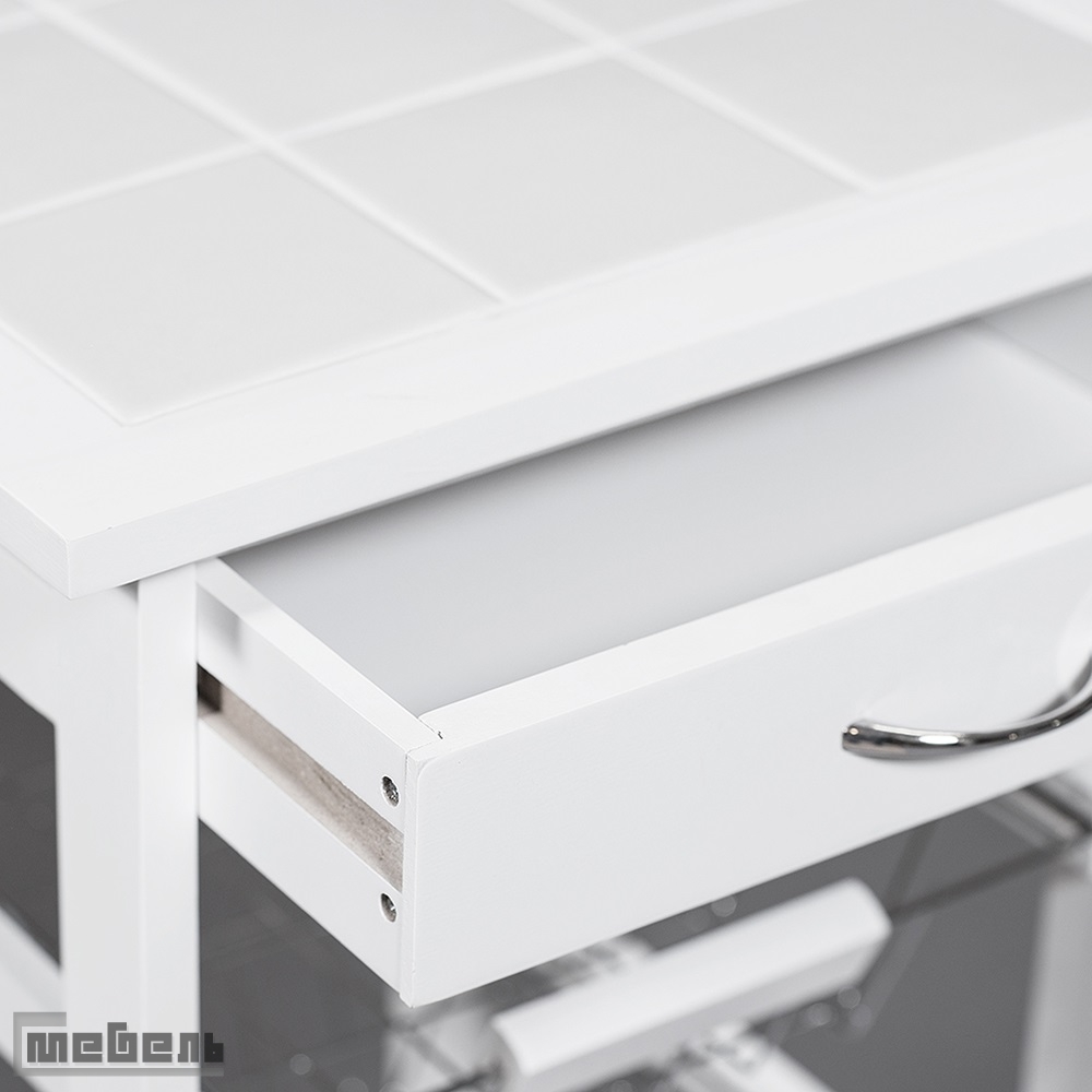 Столик передвижной кухонный разделочный (модель JW3-2014-1), Белый