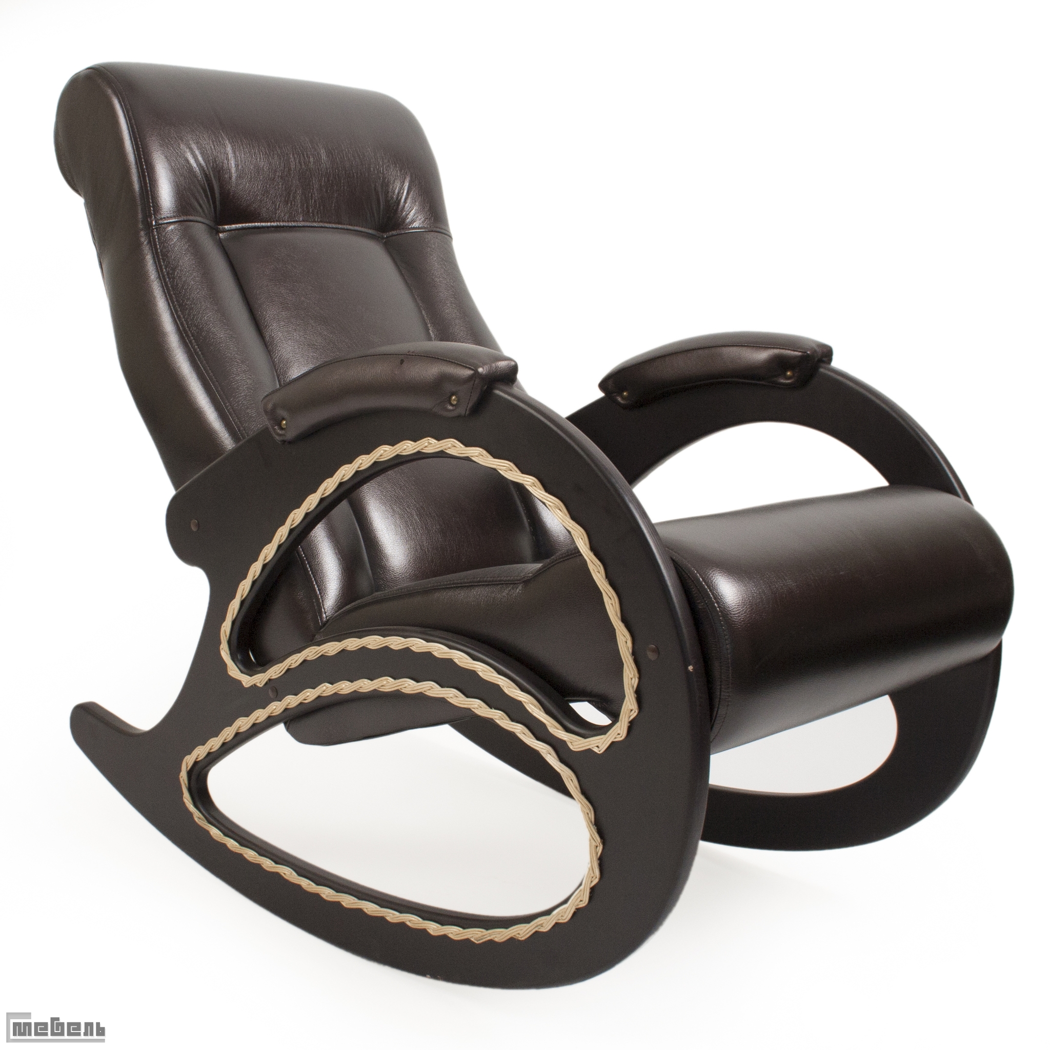 Кресло-качалка, модель 4 (с лозой), экокожа: "Oregon perlamutr 120"