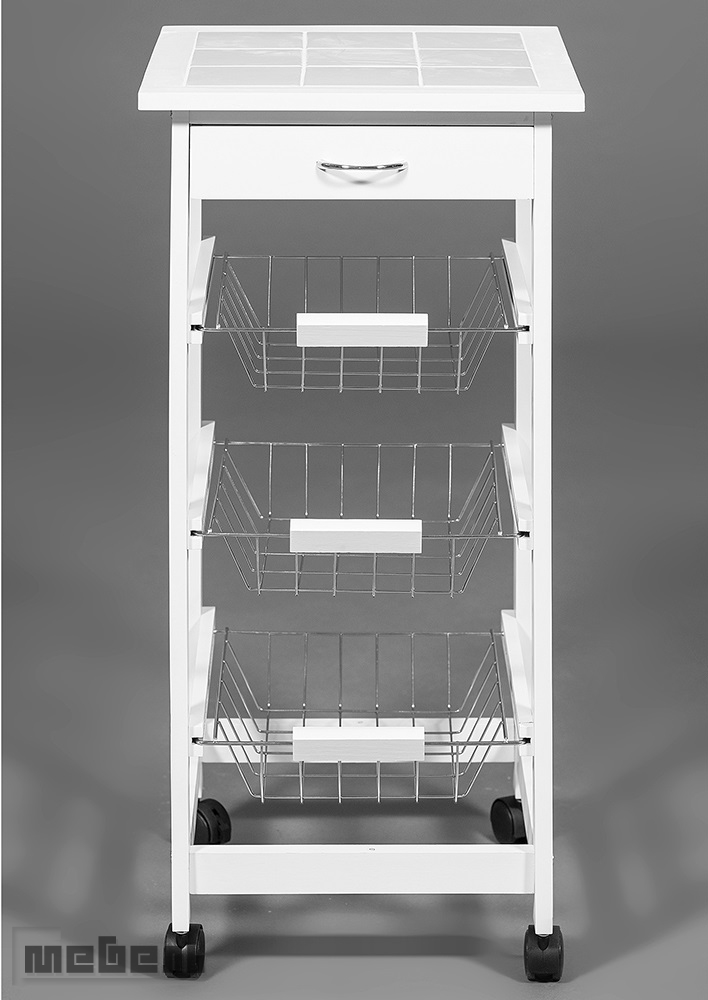 Столик передвижной кухонный разделочный (модель JW3-2014-1), Белый