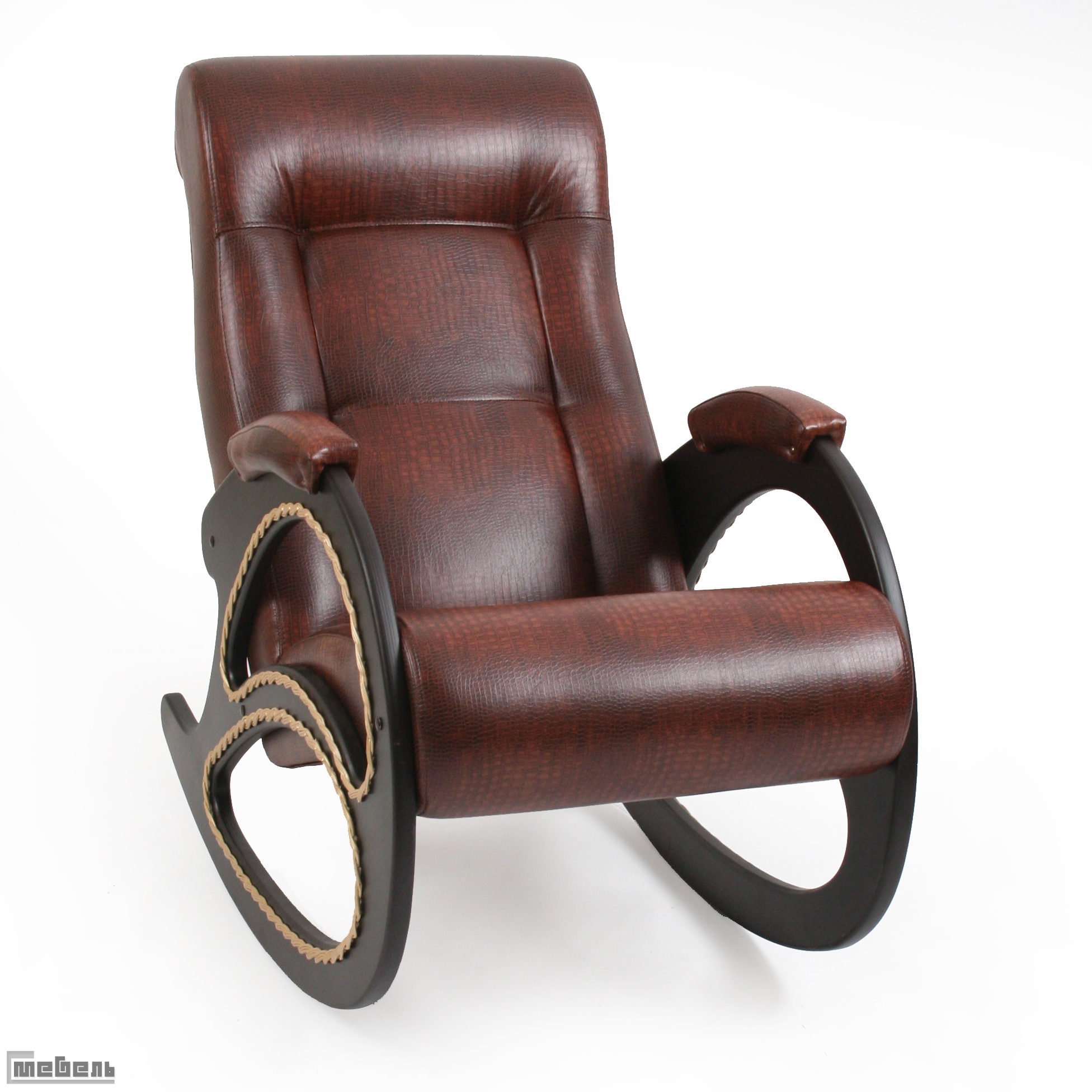 Кресло-качалка, модель 4 (с лозой), экокожа: "Antic crocodale"