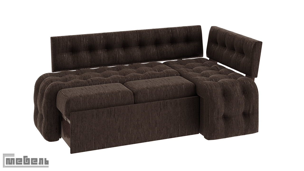 Кухонный угловой диван "Манчестер" со спальным местом (Венге Цаво/Кожзам коричневый)