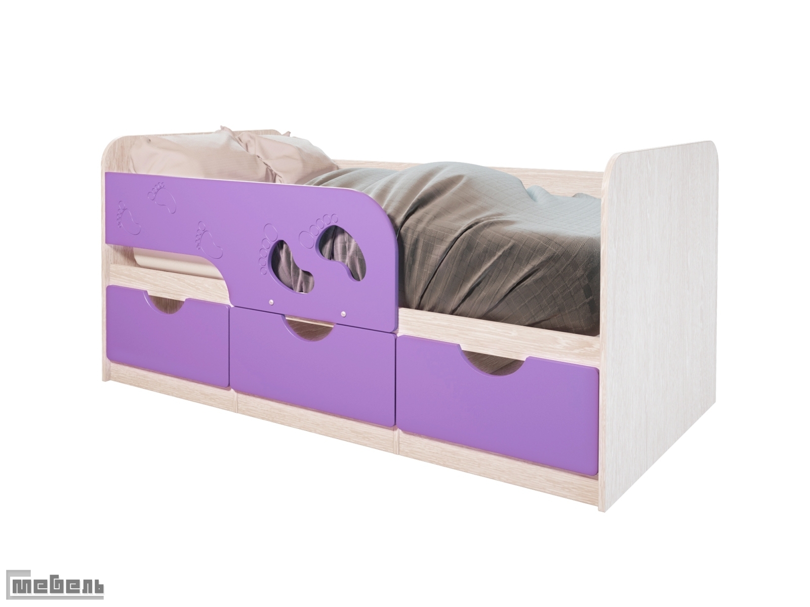 Детская односпальная кровать "Минима Лего" лиловый сад