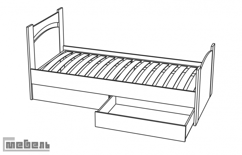 Кровать односпальная "Олимп" (900 х 2000 мм.)