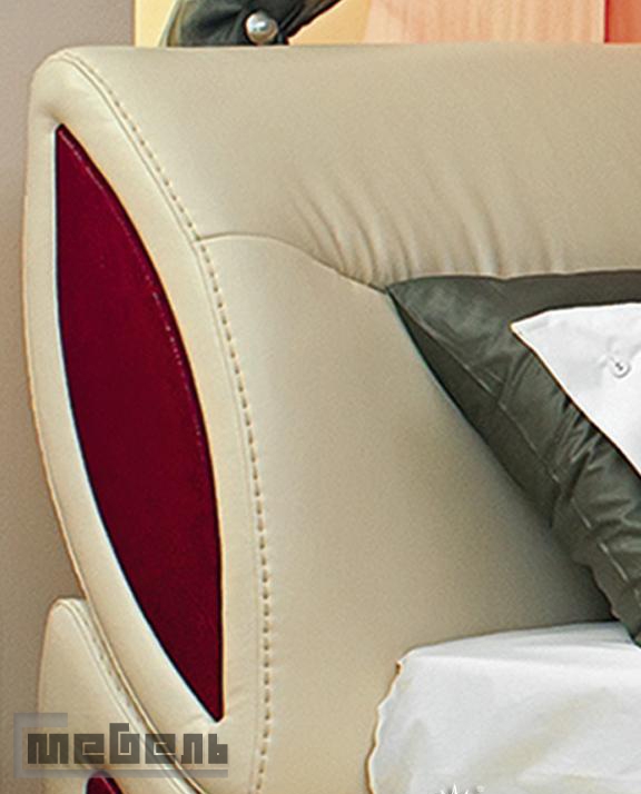 Кровать двуспальная с подъёмным механизмом "Камилла" (1400 х 2000) мм. кожзам Сани Милк / Инфинити Ред