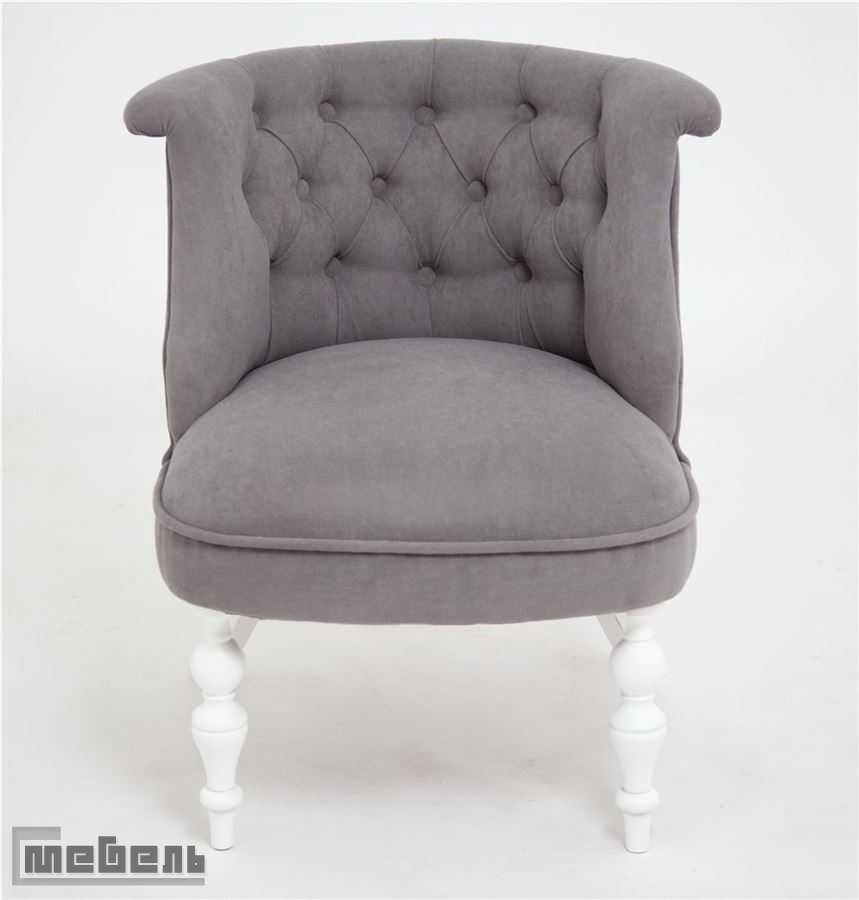 Кресло Бархат (эмаль белая/RS15-серый)