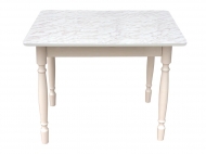 Стол обеденный прямоугольный ломберный нераскладной (Столешница Мрамор/ ноги Белые точеные)