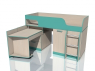 Двухъярусная кровать с поворотным столом НМ 011.55М \