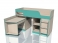 Двухъярусная кровать с поворотным столом НМ 011.55М "Рико" ЛДСП Аква,Коралл