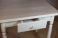 Стол обеденный раскладной с ящиком "ЛС-831" (столешница ЛДСП Ясень шимо/ноги точёные белые)
